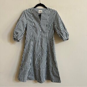 Khaite Green and White Striped Cotton Poplin Dress